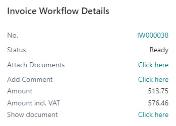 Invoice Workflow document details