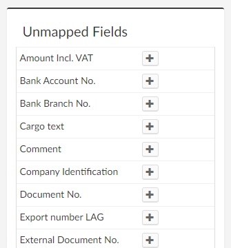 Unmapped Fields list