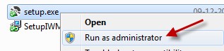 Run setup as administrator
